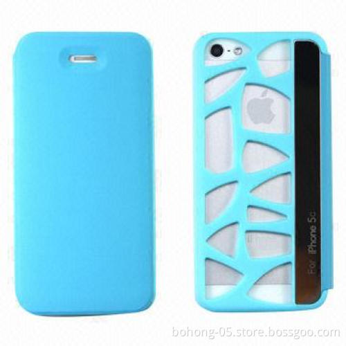 Flip leather case for iPhone 5C, metal decoration part